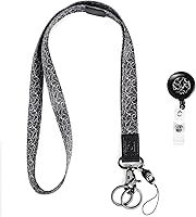 Vista 2 de Cordón negro para llaves con tira para el cuello genial, cordón con carrete retráctil para insignias, llavero largo y cómodo, llaveros estéticos
