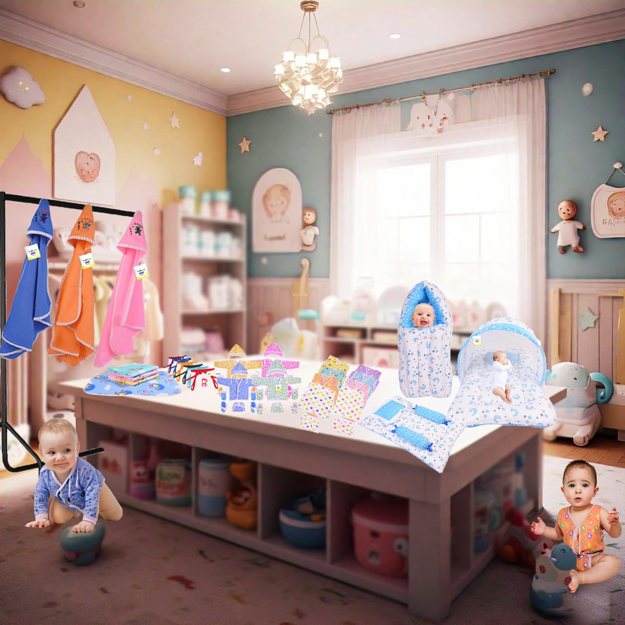 Babytoons 56 in 1 New Born Baby Products All | Gift Packs | Essentials Items | Maternity Kit | Combo Pack | Bedding Set | Clothes | Just Born | Infants (0-6 Months) - Image 4 thumbnail