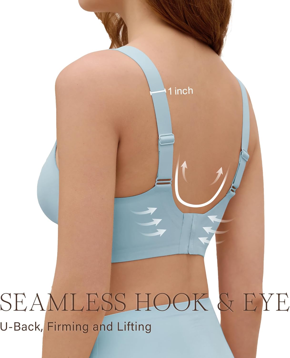 DEANGELMON Seamless Bras for Women No Underwire Buttery Soft Bra Wireless Comfort V Neck Bralettes with Support(Blue,XXL) - Image 3