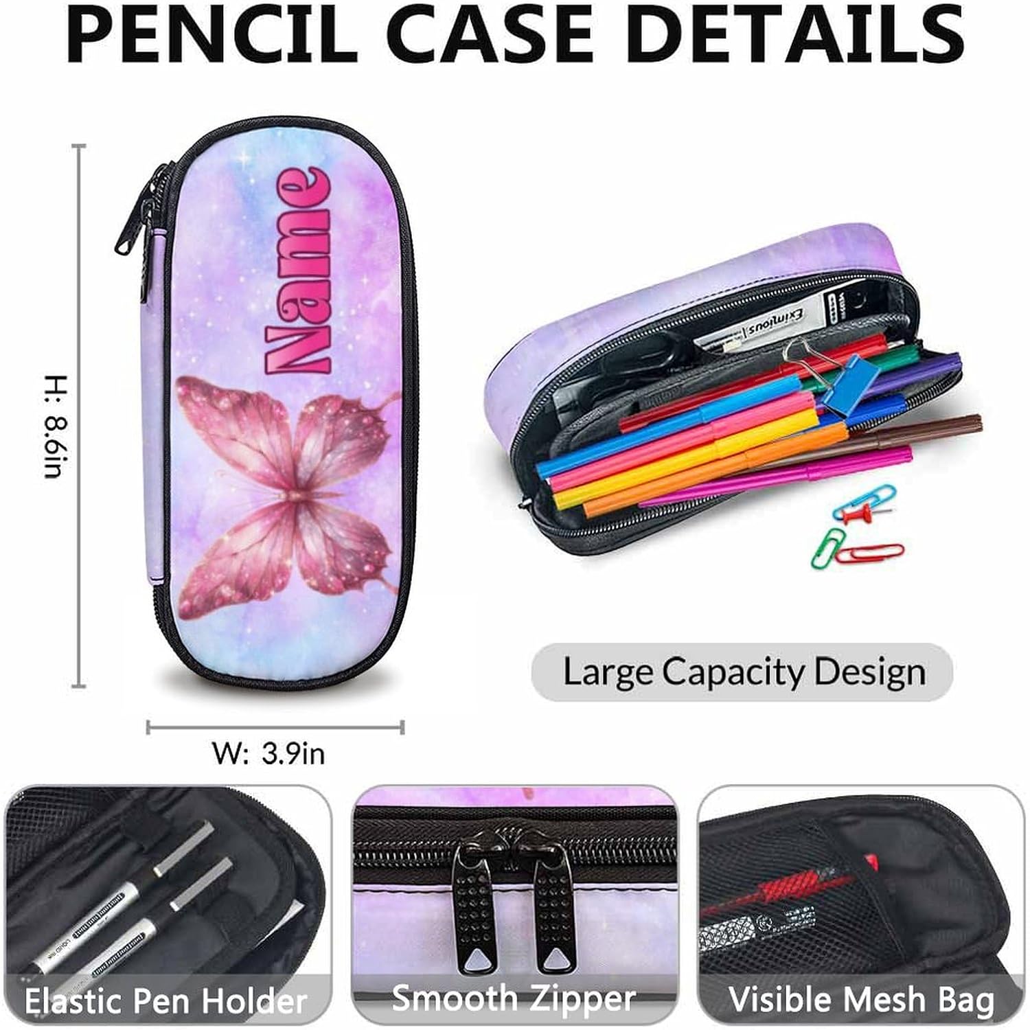 School Backpack for Kids, Custom 3Pcs Butterfly Backpacks with Lunch Box and Pencil Case for Students Teens Girls Age 6-8, Large Capacity Durable God Says I Am Bookbag Bundle for School Travel