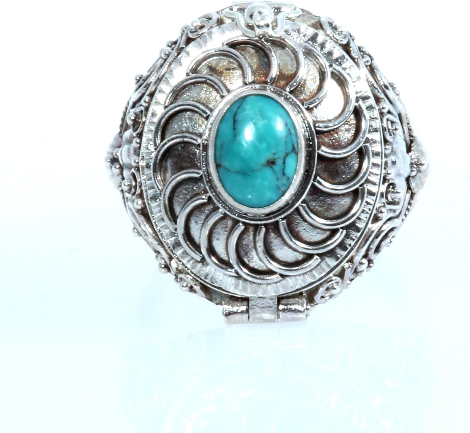 925 Sterling Silver Unique Vintage Look Poison Ring SET with Turquoise Stone , Antique Reproduction.