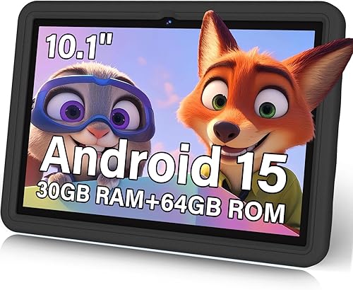 DMOAO Tablet infantil de 10.1 pulgadas Android 15-30GB RAM+64GB ROM (1TB expandible), Octa-Core 2.0GHz, pantalla de luz anti-azul, 6000mAh, WiFi 6,