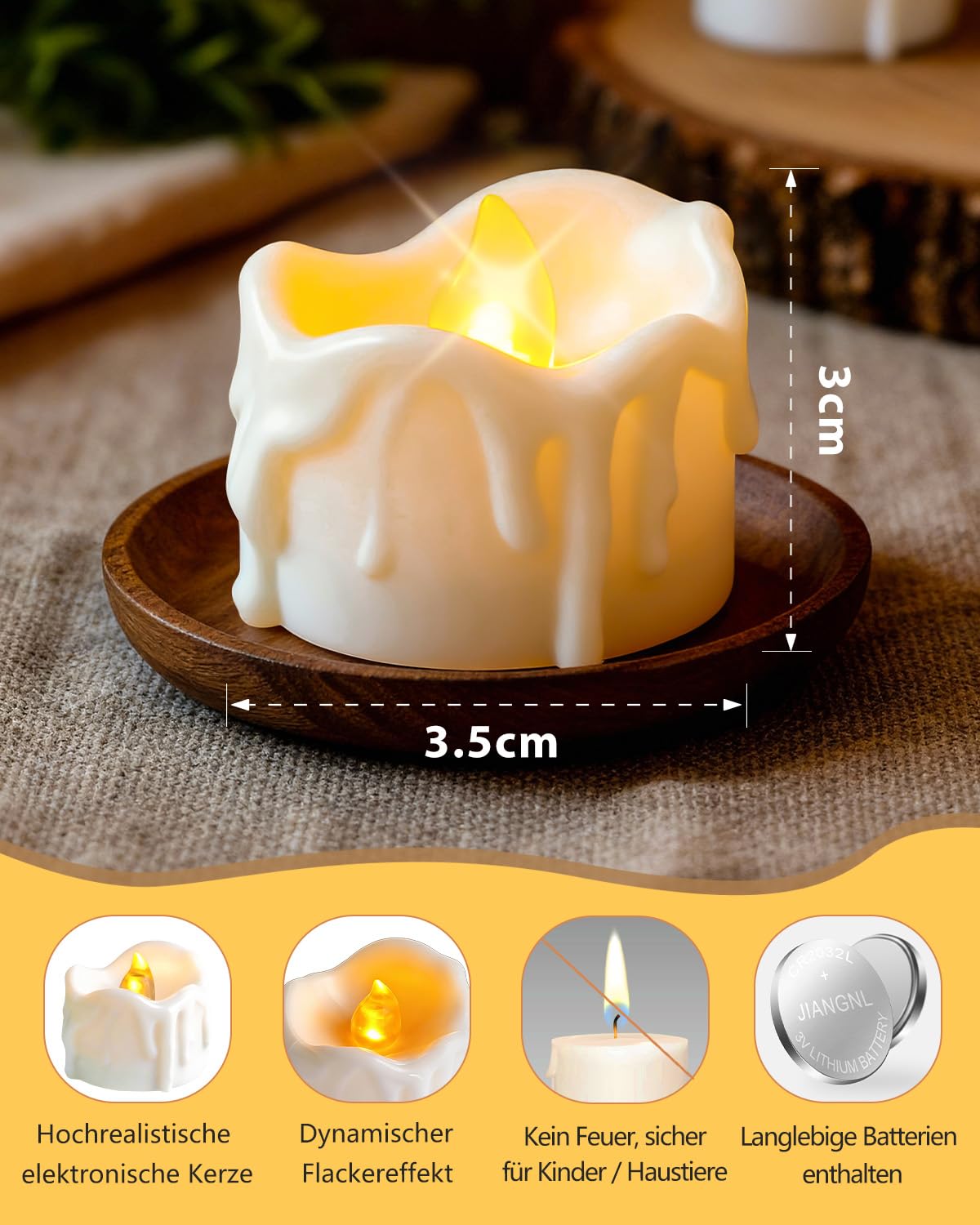 Lot De 12 Bougies Chauffe-plat LED Avec Télécommande Et Minuteur, Sans Flamme, Longue Durée De Vie De Plus De 400 Heures - Maison