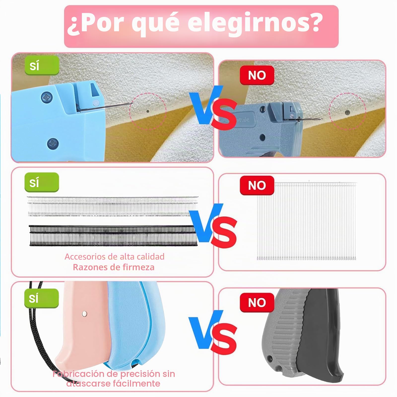 Pistola de Coser Manual Mini - Máquina de Coser Portátil con 5 Agujas + 1000 Clips, Reparación Rápida para Ropa y Cortinas, Kit de Costura de Viaje para Reparaciones de Textiles (Polvo Azul)