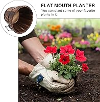 Vista 5 de DOITOOL Maceta rústica de madera en barril: cubo de madera para whisky, macetas para plantas de interior y exterior, contenedor para el hogar