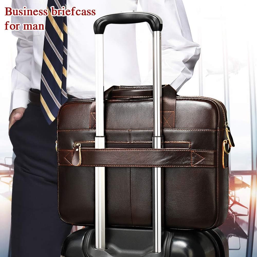 VINBAGGE Ventiquattrore Uomo, Borsa Porta PC 15.6 Pollici Borse Vera Pelle per Laptop Borse Valigetta Cuoio Cartella Portadocumenti da Ufficio Lavoro Regalo per Uomo