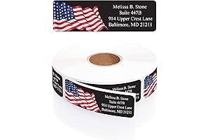 Metallic American Flag Rolled Address Labels with Dispenser