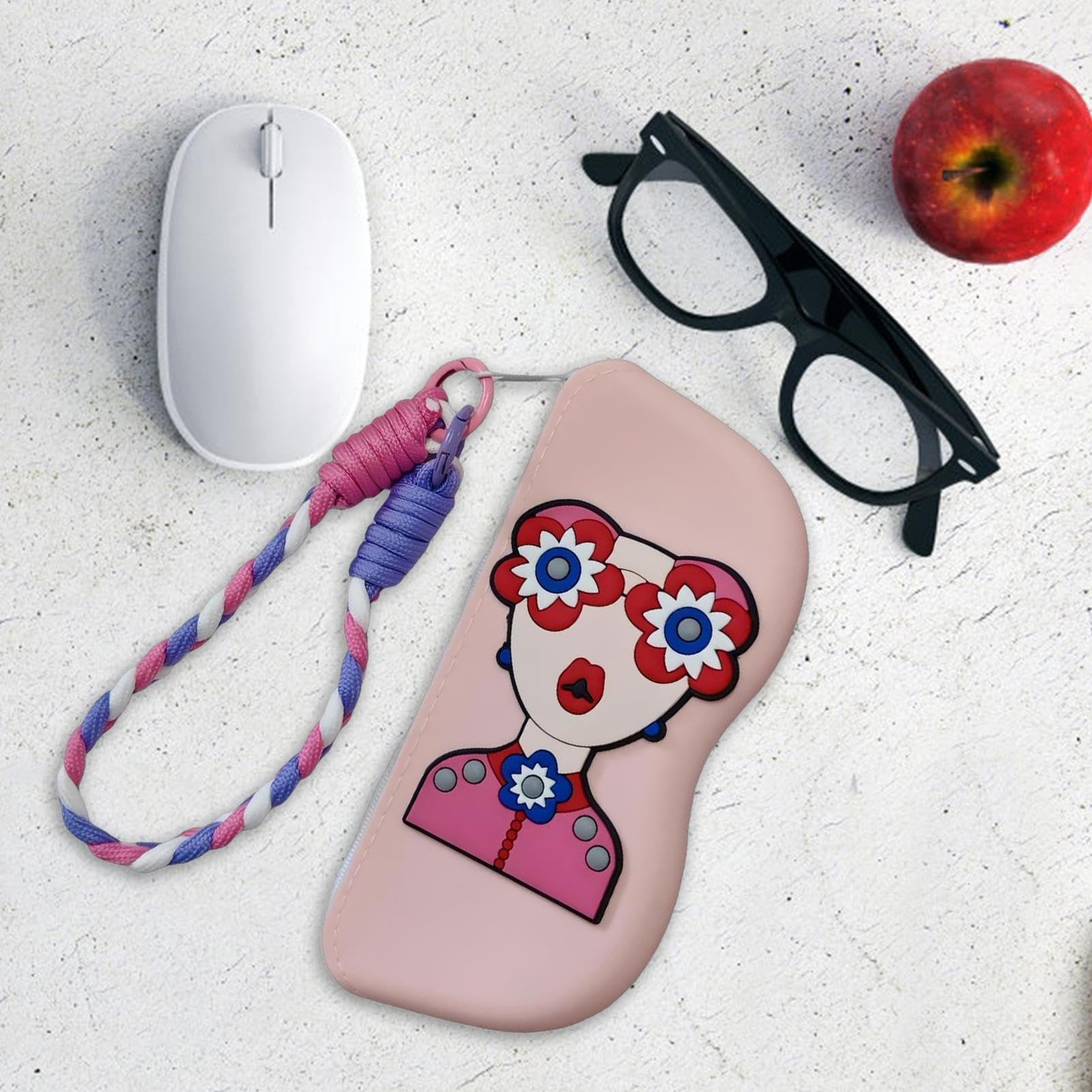 Generico Astucci Portaocchiali per Donna | Astuccio Occhiali Divertente Per Donna,Borsetta Portatile con Cerniera in Morbido Silicone per e Conservazione Occhiali all'Aperto