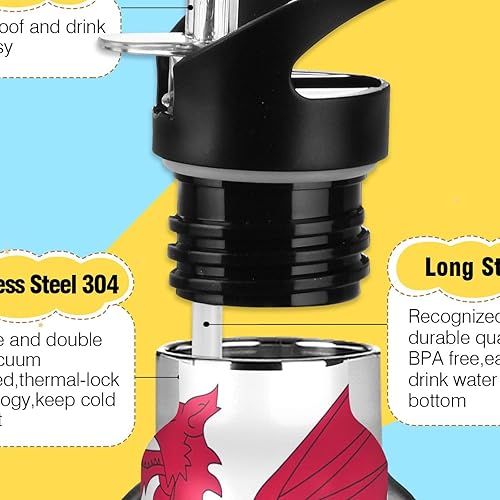 Miniatura 3 de Botella de agua infantil para la escuela, botella de agua de 20 onzas aisladas para niños y niñas, sin BPA, bandera de Gales