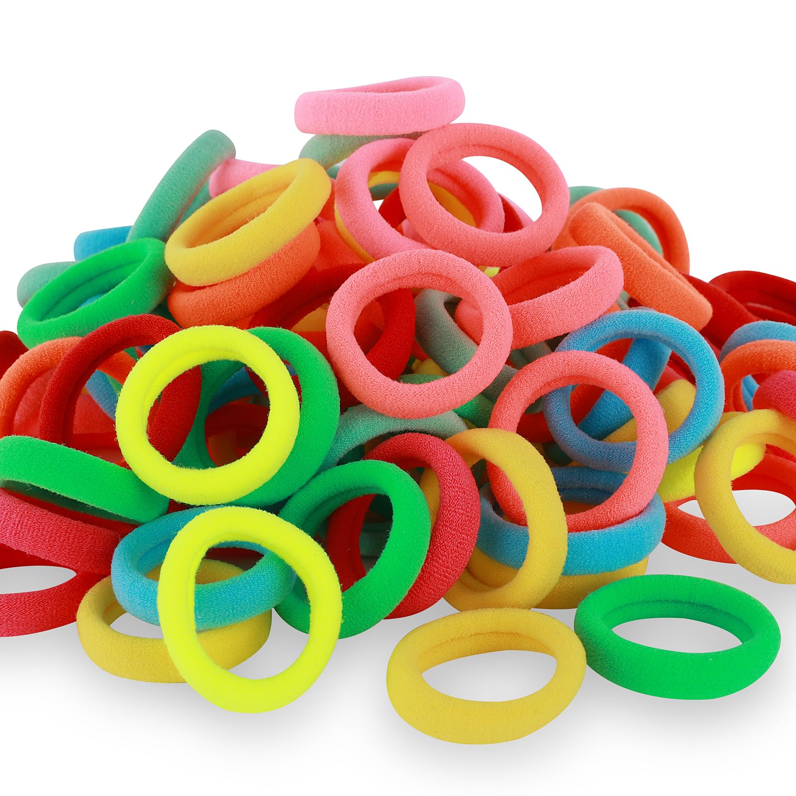 QRTVI 120 Pcs Baby Hair Ties, Cotton Toddler Hair Ties for Girls and Kids, Multicolor Small Seamless Hair Bands Elastic Ponytail Holders(Colorful)