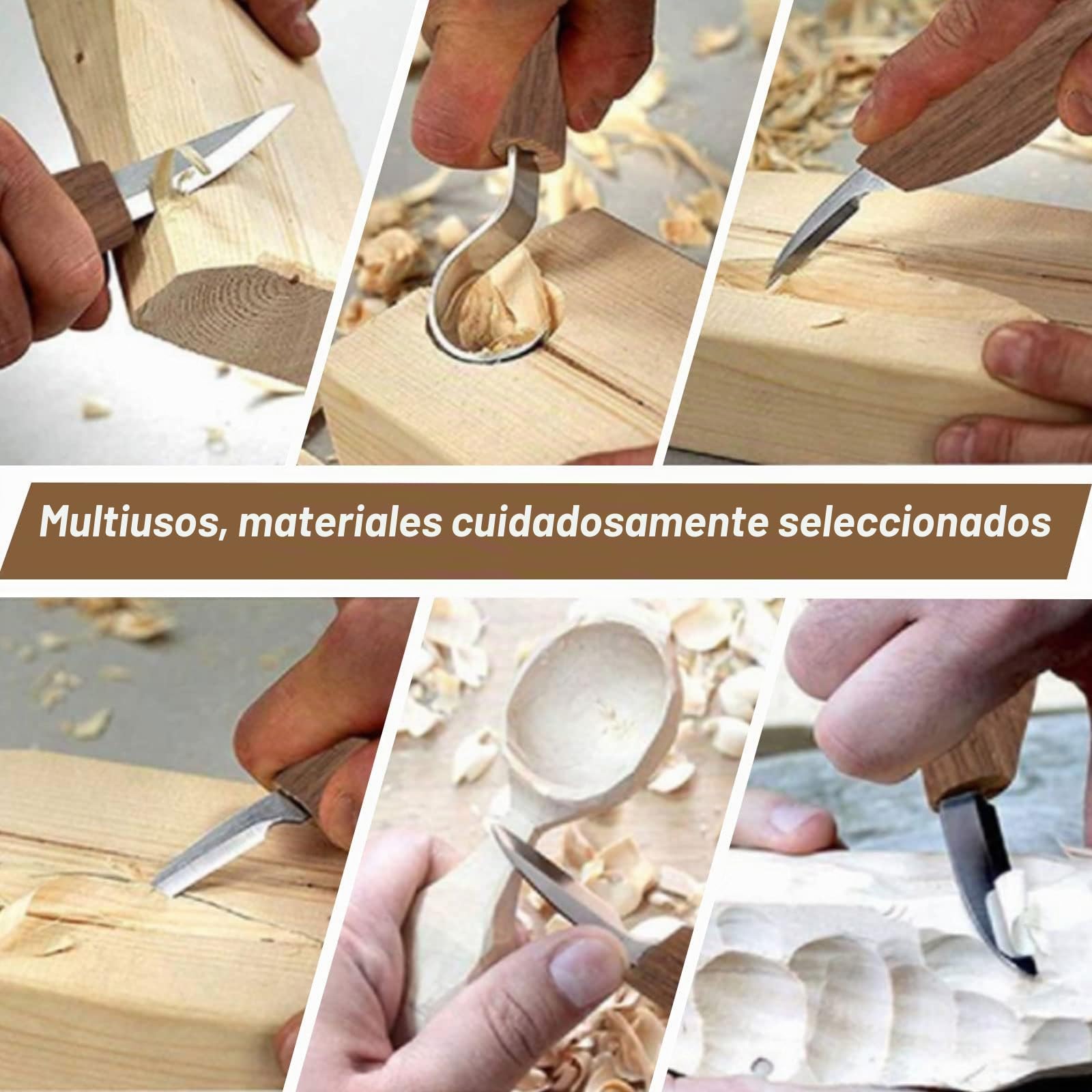 Herramientas De Tallado De Madera, Kit De Herramientas Manuales De Tallado, Paquete De 10 Unidades, Incluye Cuchillo De Tallado De Madera Con Mango De Nogal Negro, Tallado De Madera Para Principiante