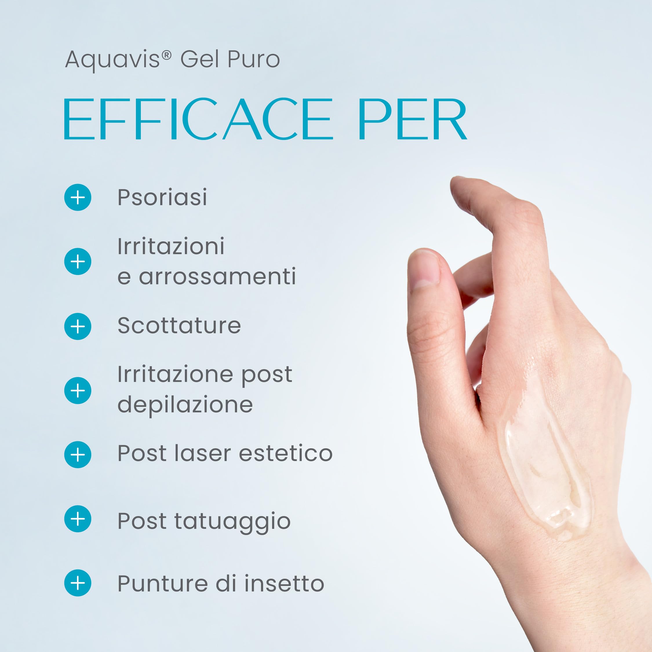 Aquavis® Gel Puro Rigenerante Lenitivo Con Aquavis, Pantenolo, Aloe vera 100% BIO e vitamina B5. (150 ml)