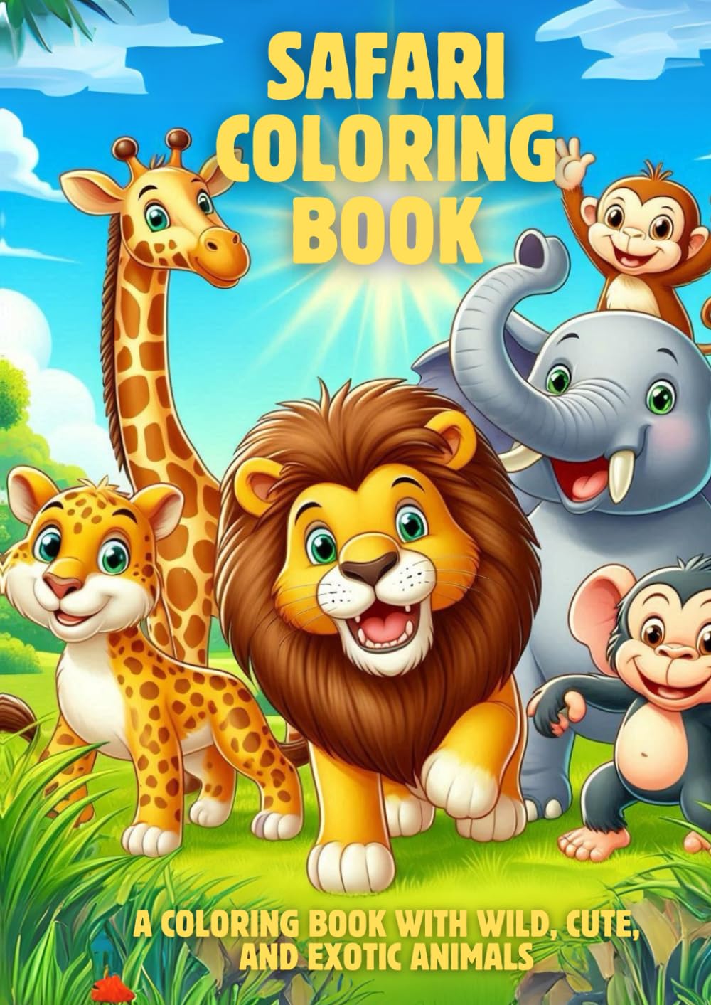 Safari Animals Coloring Book: 29 Fun and Relaxing Safari Designs for Kids and Adults – Lions, Elephants, Giraffes and More
