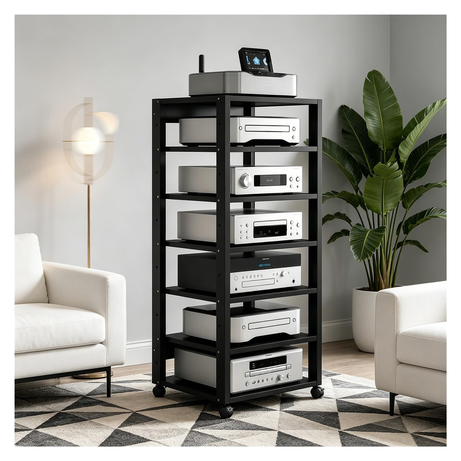 Tour de support audio vidéo hifi meuble console de jeux et lecteur CD étagère 7 niveaux