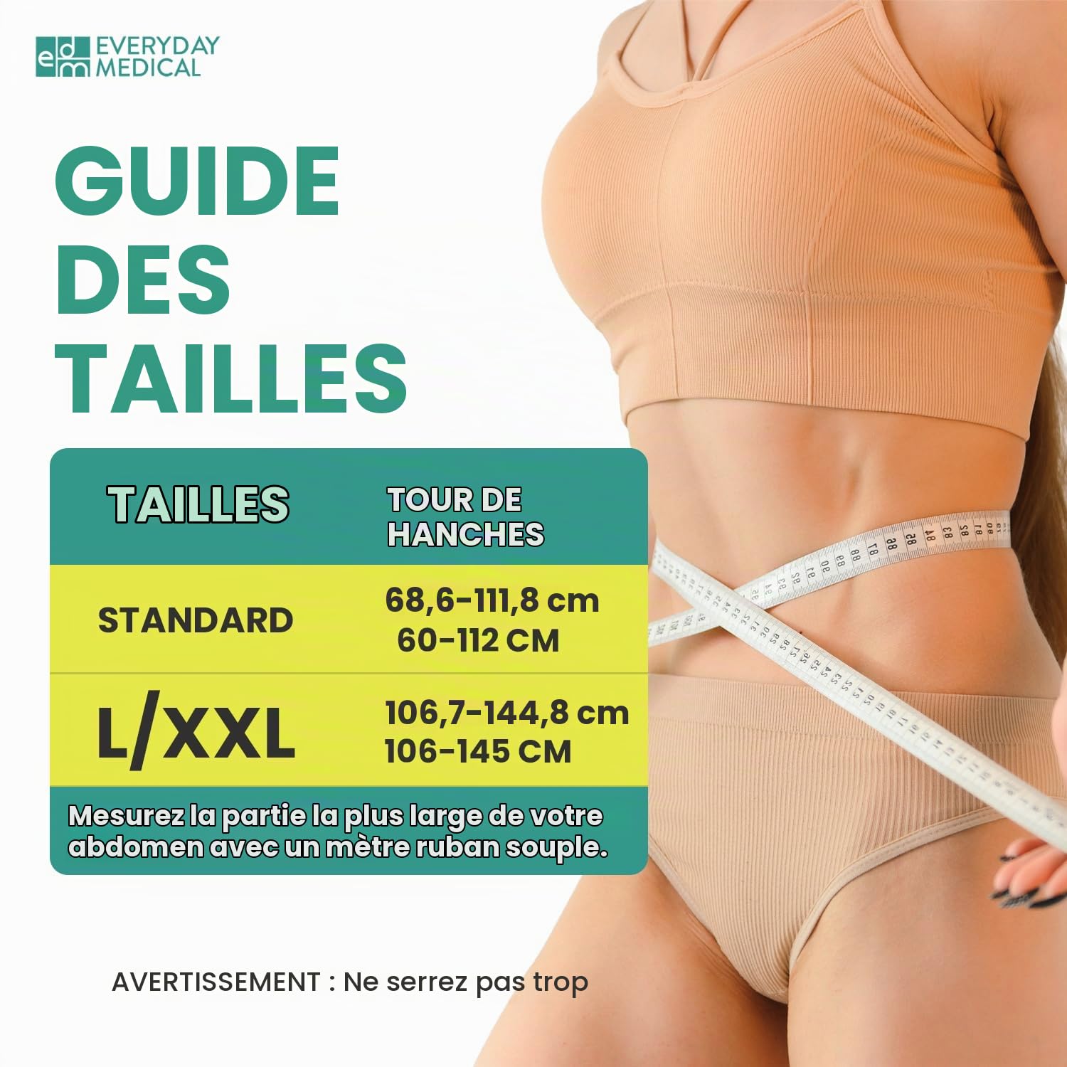 Everyday Medical Ceinture hernie inguinale | Bandage herniaire extra-large & confortable | Ceinture de contention pour hernie ombilicale| Ceinture médicale pour femme et homme – dispo en 2 tailles