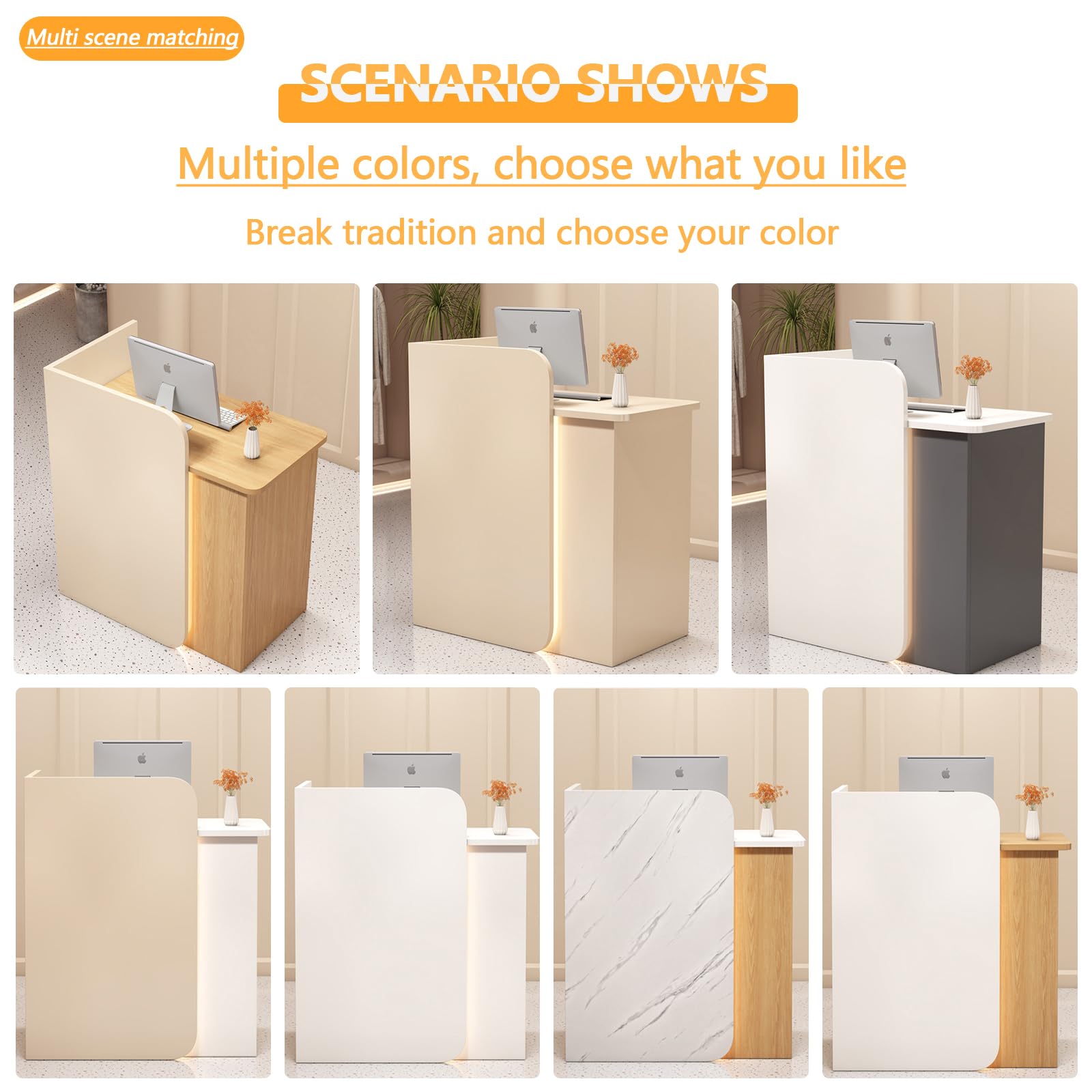 Descrito De Recepción Con Casilleros De Almacenamiento, 60-160cm Mesa De Recepción, Mostrador De Pago Moderno Para Salón, Oficinas, Hotel, Tiendas Minoristas Tablas De Habi Black-turn left 60×45×95CM