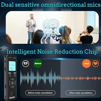 136GB Digital Voice Recorder Voice Activated Recorder for Lectures Meetings - aiworth 9860 Hours Sound Audio Recorder Dictaphone Recording Device with Playback,MP3 Player,Password,Variable Speed.