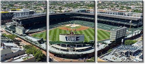 Miniatura 4 de TUMOVO Chicago Wrigley Field - Lienzo decorativo para pared, diseño de estadio de béisbol, arte de pared para dormitorio, arte de pared para sala de
