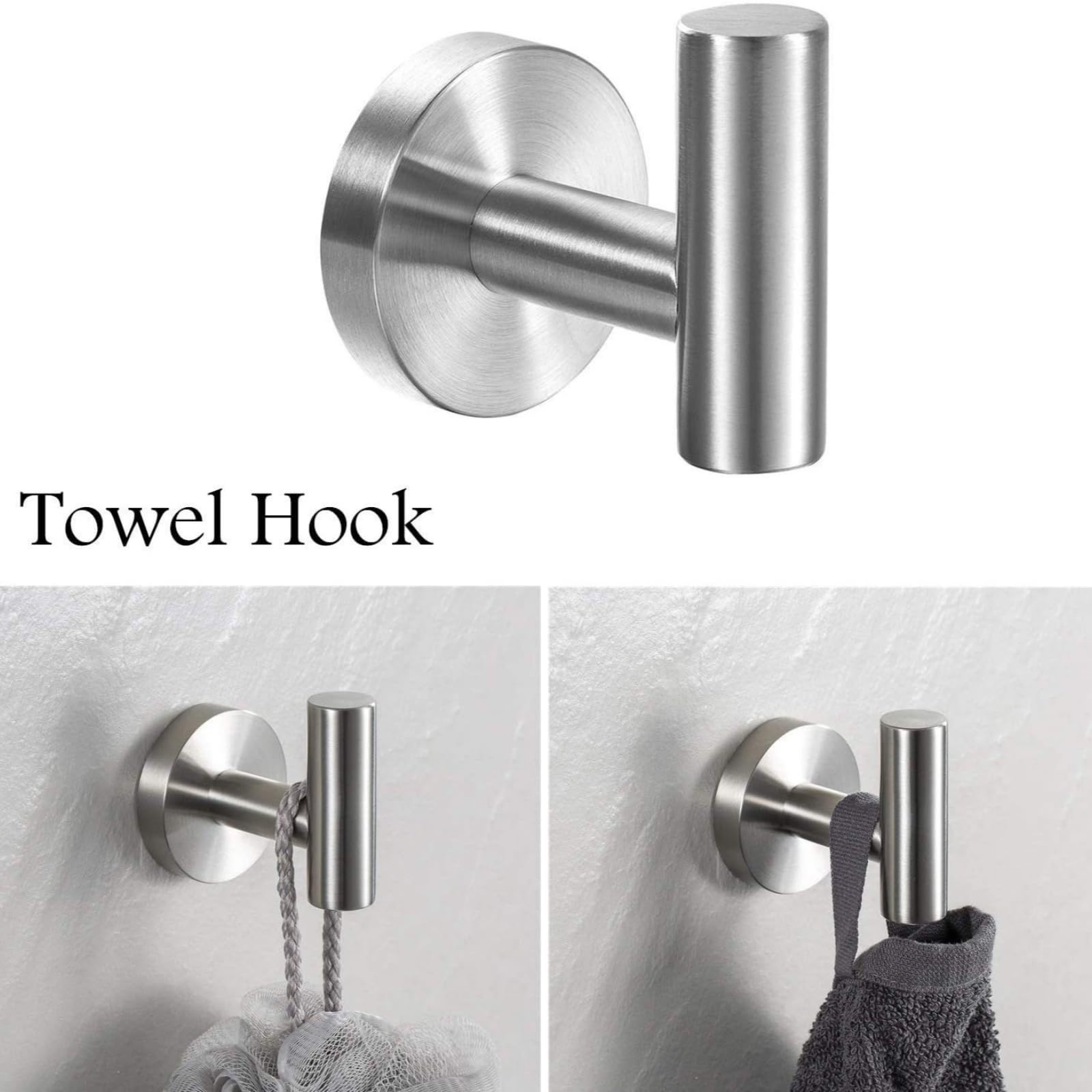 Porta Asciugamani Bagno, 5 Pezzi Set Porta Asciugamani，Acciaio Portarotolo e Gancio per Accappatoio,alloggiamenti di asciugamani per pareti di bagno montati