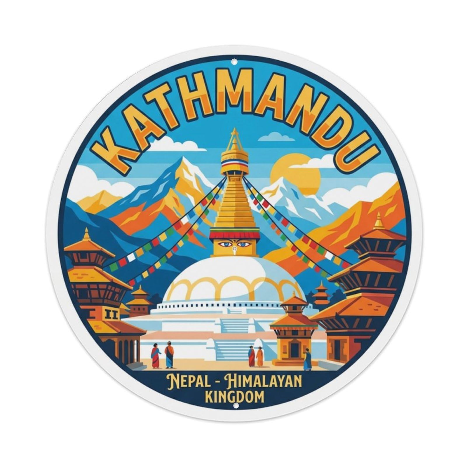 Vintage Travel Nepal Kathmandu Vintage Metal Tin Sign Plaque Wall Decor for Cafe, Club Bar, Office, Garden Metal Poster 8x8Inch