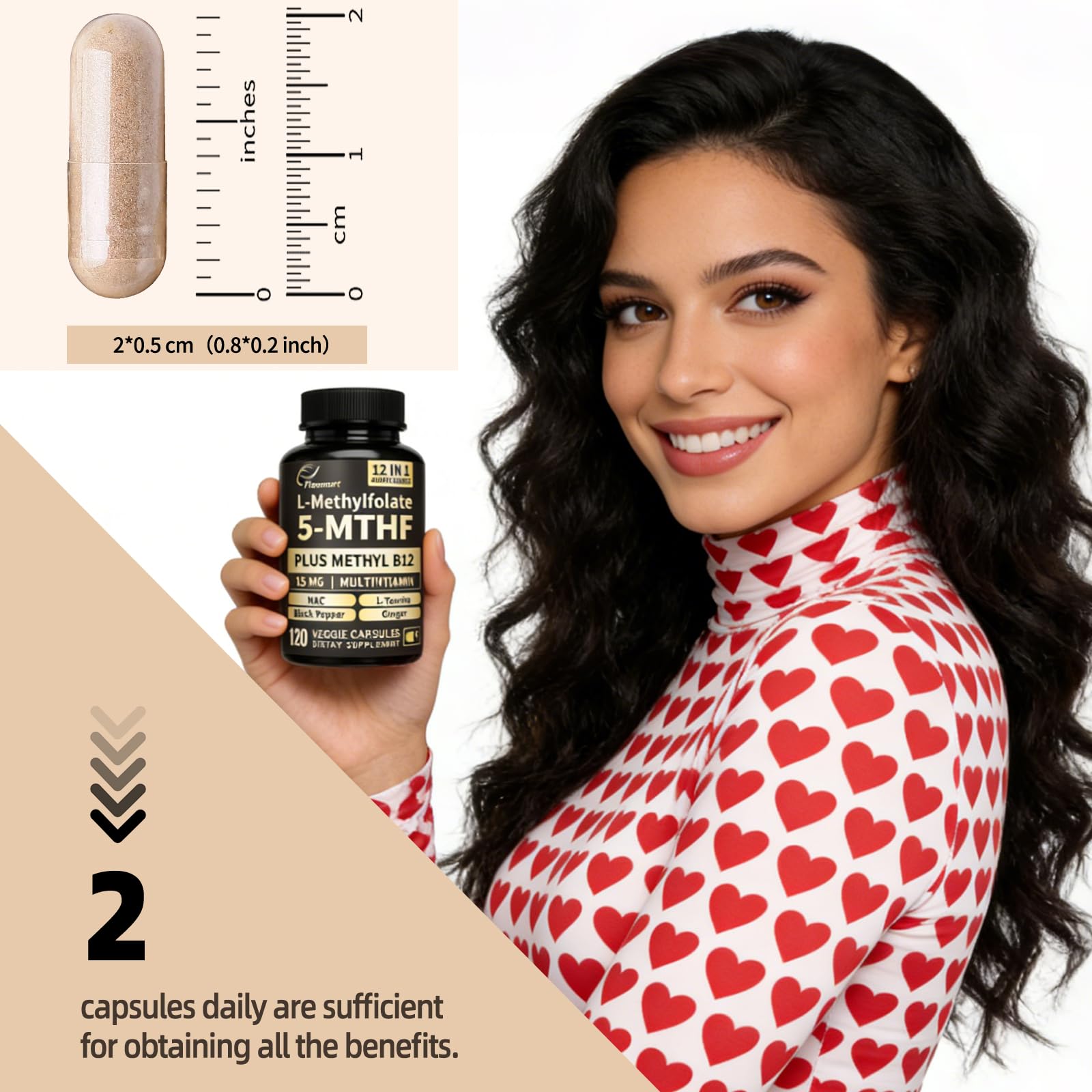 L Methylfolate 15mg Plus Methyl B12, Methylated Vitamin B9 (5-MTHF) Capsule — Amazon image 5