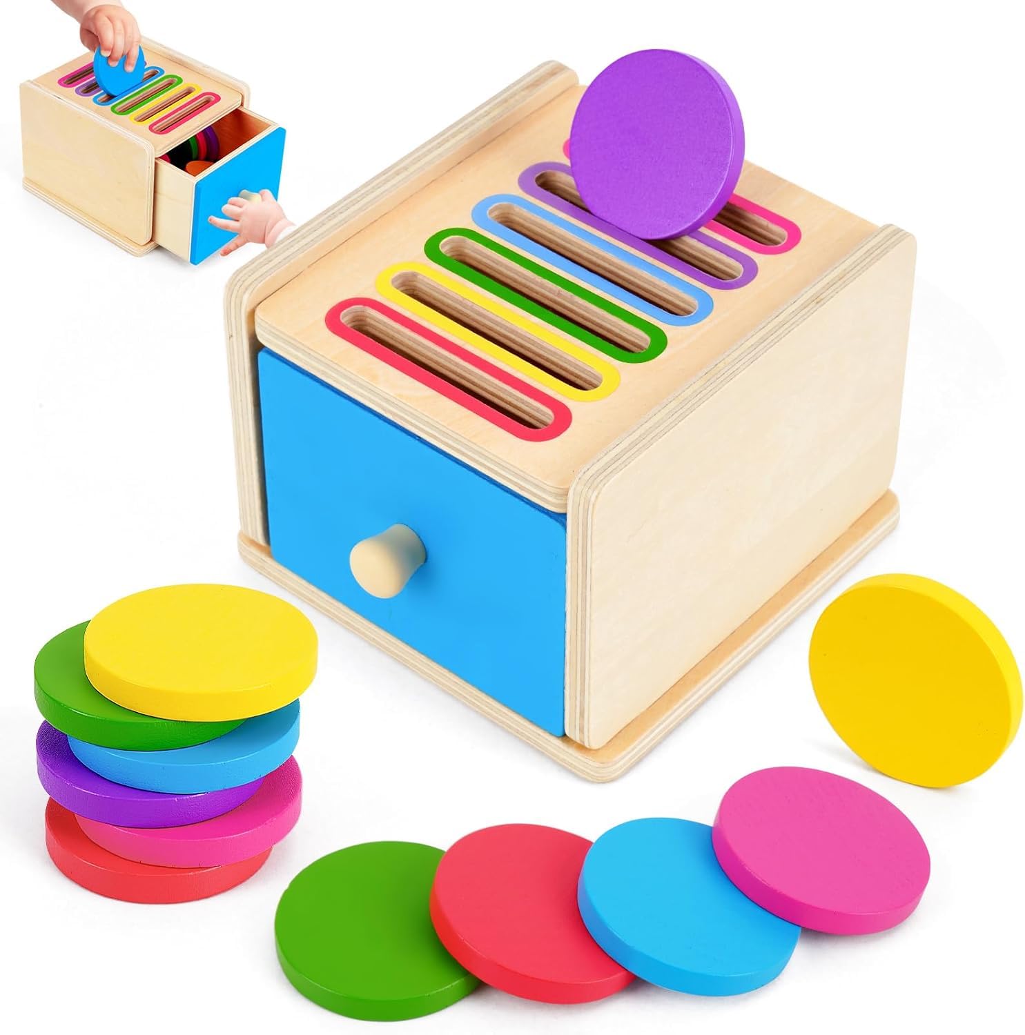 Kunaxku Juguetes Montessori para niños, juegos de combinación de colores y formas de madera, para juegos Montessori 2 años, juguetes apilables y ordenables para niños de 1 a 3 años
