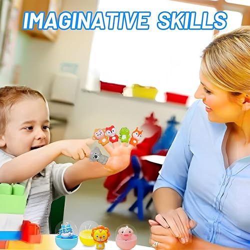 Miniatura 2 de CALSPY Juego de 20 juguetes de huevos de Pascua para niños pequeños, juego de marionetas de dedos de animales, aprendizaje Montessori, clasificación