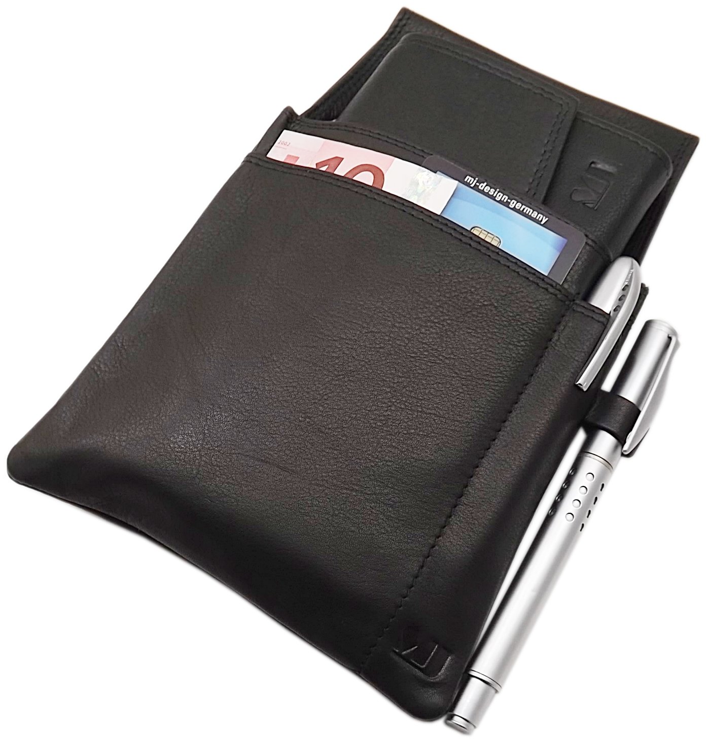 Piel LMi Carteras Juego Kellnerbörse + Holster + collar Set Negro Gastro Taxi Monedero LMi Cartera Monedero – Cabestro Holster mosquetón cadena seguridad cadena revólver Set Camarero Carteras Bolsa piel de becerro MJ de diseño de Alemania | Cartera de cam