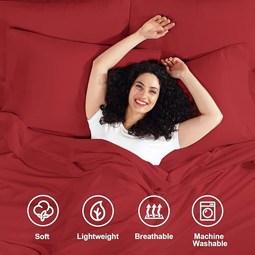 Miniatura 2 de Empyrean - Juego de sábanas de tamaño King, 6 piezas, sábanas para cama de tamaño King, sábanas de cama King de doble cepillado, sábanas de lujo