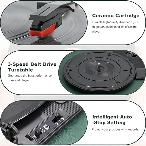 Vista 44 de Reproductor de discos de vinilo, tocadiscos para vinilo con altavoces externos, perla negra Negro (Black Pearl)