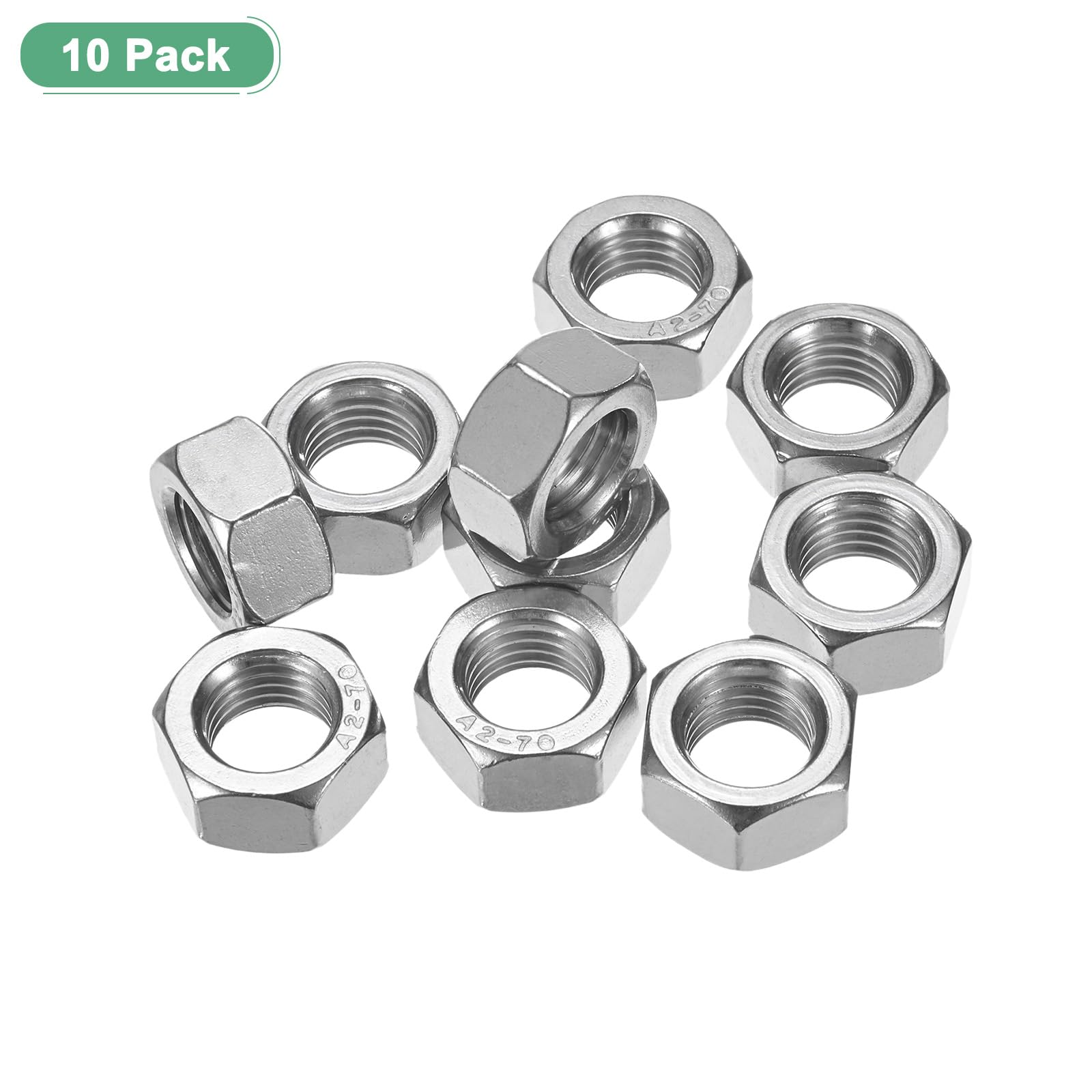 M METERXITY 10-Pack Metric Hex Nuts M20 x 2.5mm Thread Stainless Steel Hexagon Nut Hex Nut Metric Nuts for Machinery/Automotive/Repair/Industrial - Image 4