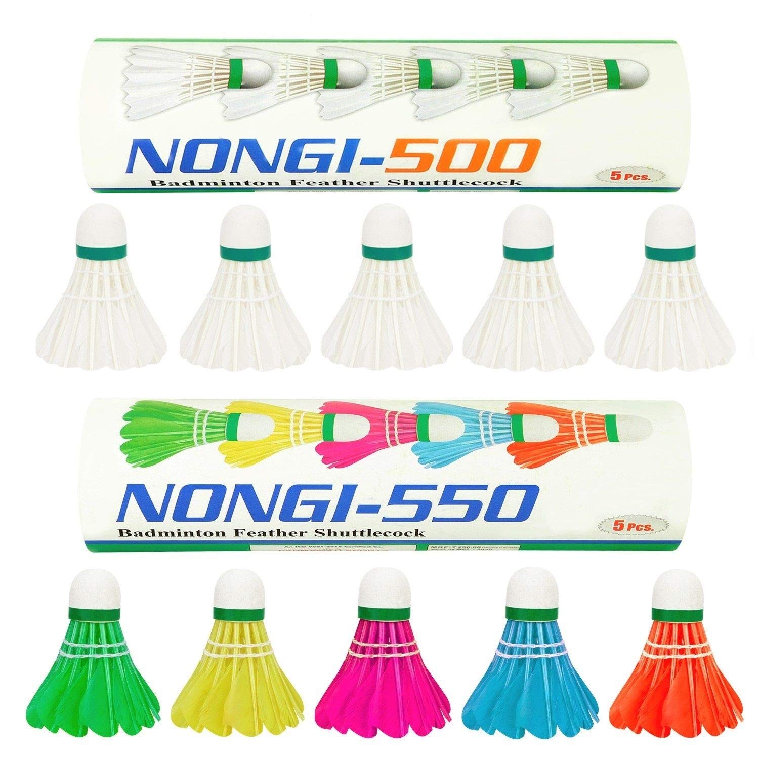 Nongi 500, 550 Feather Shuttle - (Multicolor, White, Medium Slow, 76, Pack of 10) (B08BP91QJL) Amazon Price History, Amazon Price Tracker