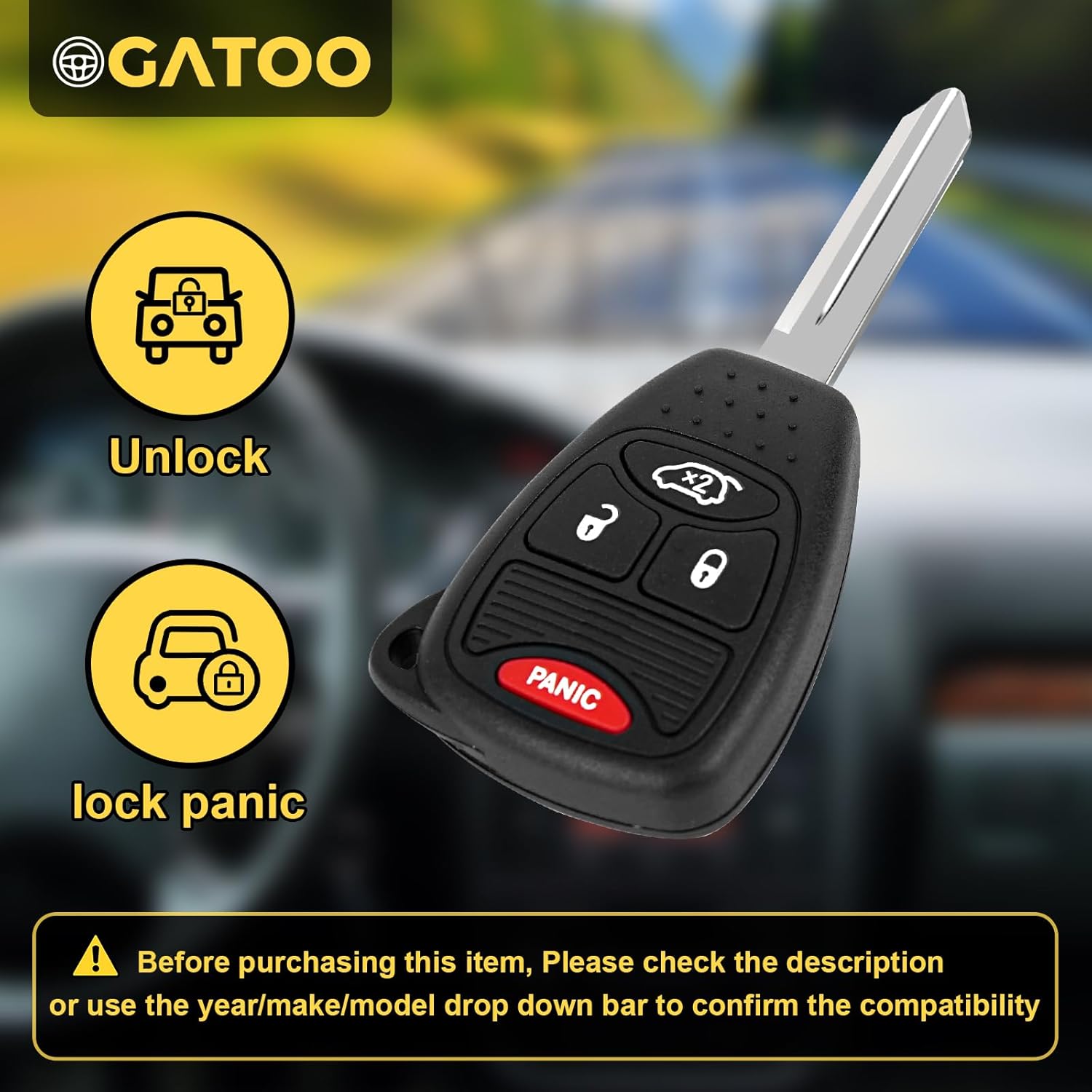 Key Fob Fit for Dodge Charger Magnum Ram Durango Dakota Avenger Caliber Nitro Chrysler Jeep Grand Cherokee Commander 2004 2005 2006 2007 2008 2009 2010 2011 2012 2013 2014 - Image 2