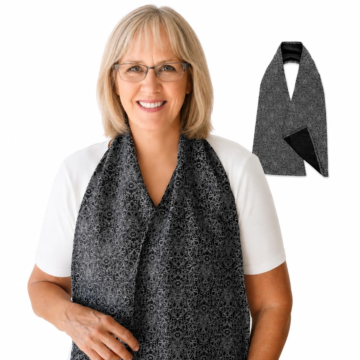 Adult Bibs for Women &amp; Men, Reversible Black-White Dining Scarf