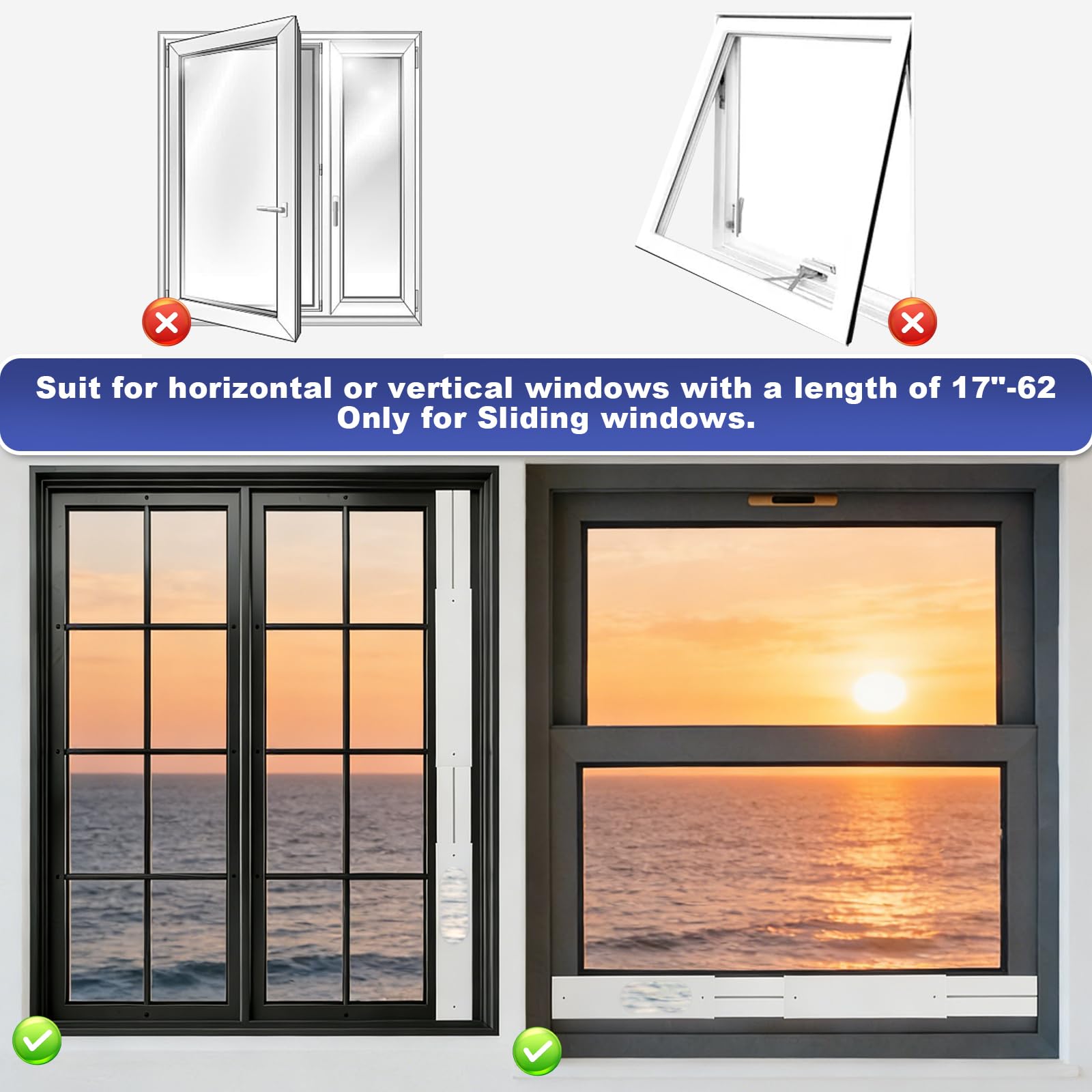 Kit de Plaque Fenêtre Climatiseur Mobile, 4 Plaques d'Étanchéité Fenêtre Télescopiques pour Climatiseur Portable, Calfeutrage Coulissante avec Adaptateur de Tuyau, Kit de Fenêtre pour Climatiseur