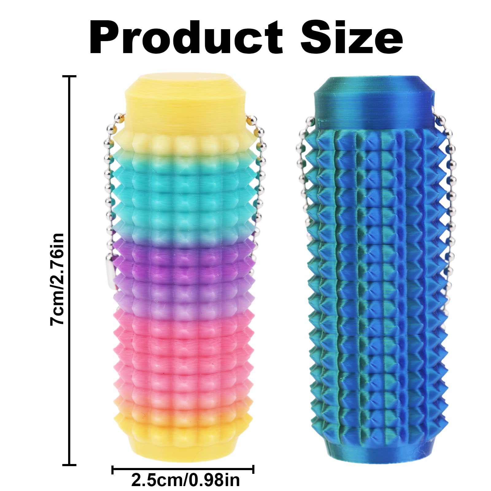BOXOB 2pcs Pain Stim Fidget Keychains for Relaxation Portable Spiky Grippie Stim Keychains Stimming Sensory Novelty Toys for Adults Friends Coworkers - Image 2