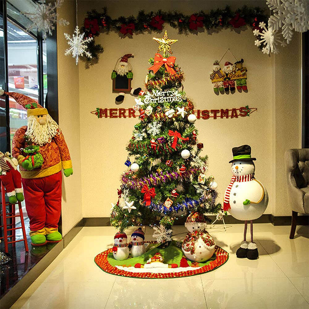 Gonna Per Albero Di Natale Alupssuc – 122 Cm – Con Babbo Natale, Renna E Pupazzo Di Neve – Rosso