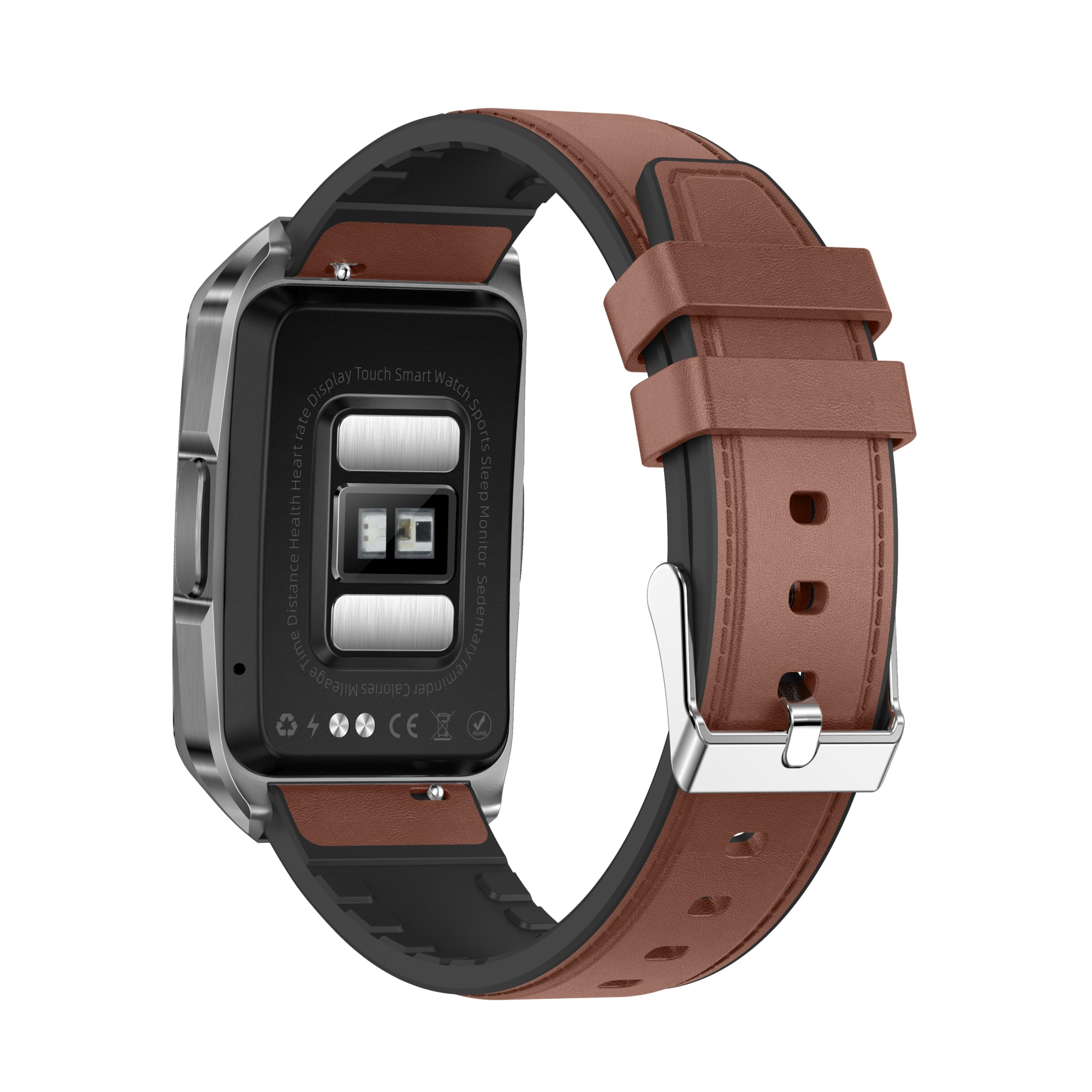 Knauermann Neo 2 Band ECG Montre de santé avec Mesure de la Pression artérielle, SpO2, fréquence Cardiaque, Analyse du Sommeil, Fonction téléphone et Appel d'urgence, Bracelet en Cuir de Vachette