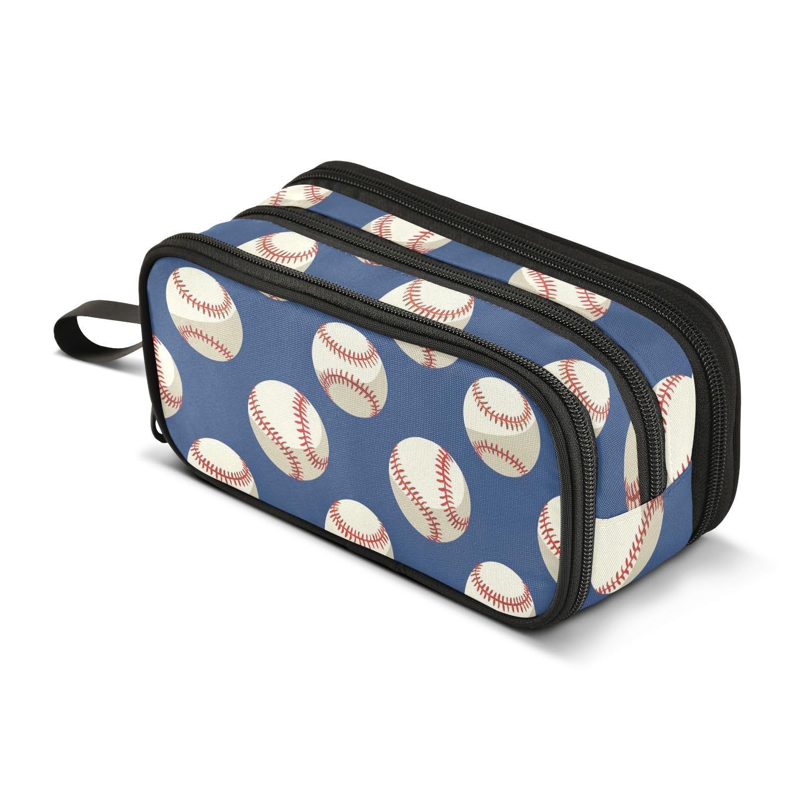 Mnsruu Baseballs Ball on Blue Pencil Case Boys Girls Pen Bag Large Capacity School Office Stationery Organizer Pencil Pouch Holder Zipper Kids Teens Adults