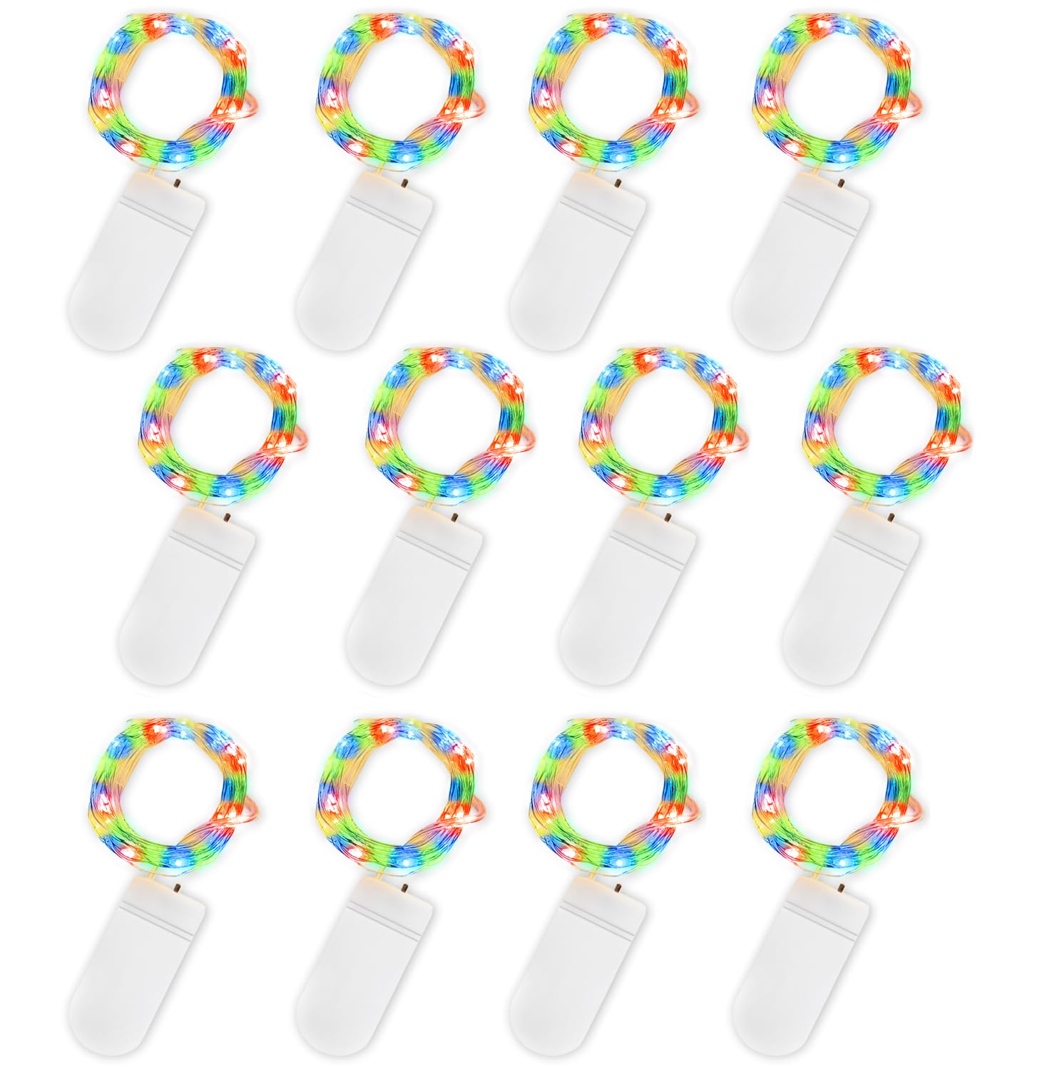 Jsdoin LED Mini Lichterkette mit Batterie, 12x20er Micro Lichterkette außen Batterie, 2M DIY kleine Lichterketten Wasserdicht für Party Hochzeit Weihnachten Beleuchtung Deko (Mehrfarbig, 12 Pack)