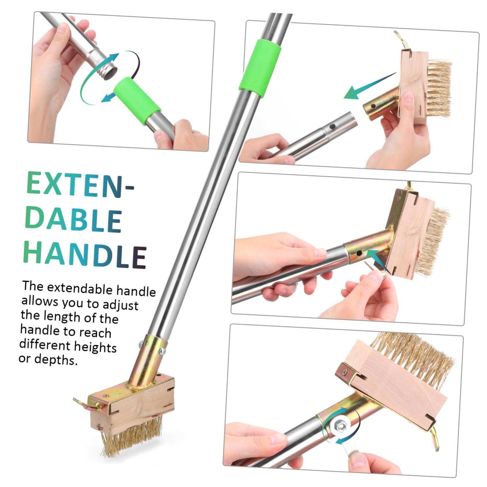 BESPORTBLE Brosse Désherbage Fissures Outil Nettoyage Manuel Long Manche pour Pavés Trottoirs Jardins