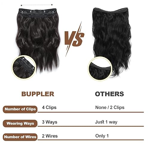 Miniatura 4 de Extensiones de cabello tipo halo de 12 pulgadas, extensiones de cabello con alambre invisible ajustable, extensiones de cabello largo ondulado