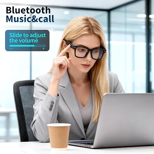 Miniatura 4 de Lentes de cámara para hombres, lentes inteligentes con grabación de video, lentes inteligentes AI con cámara, traducción en tiempo real, música y