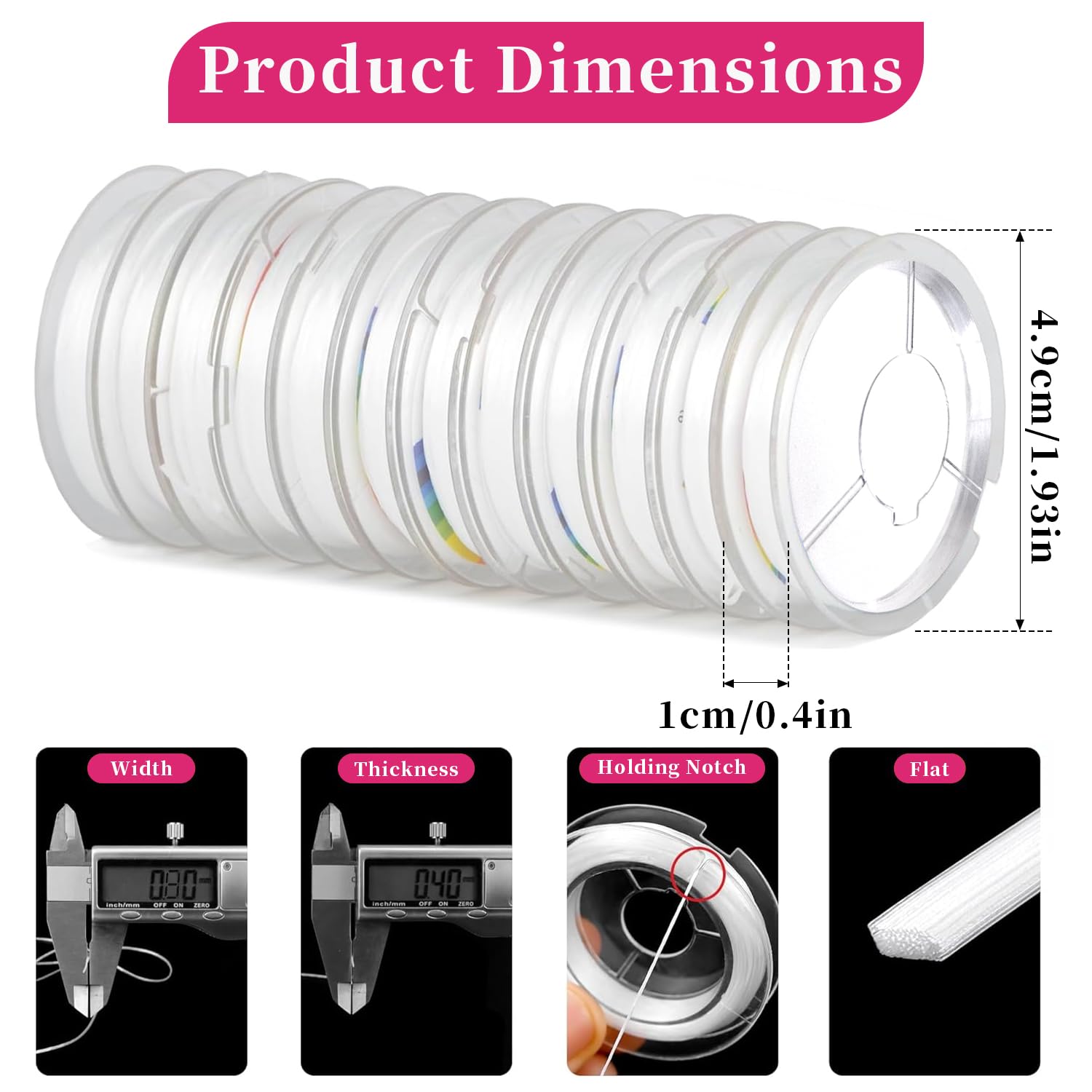 Set Filo Elastico Per Braccialetti E Perline | 8 Rotoli TPU (0.4mm-1mm) + Aghi | Resistente Ad Acqua E Olio - Foto 7