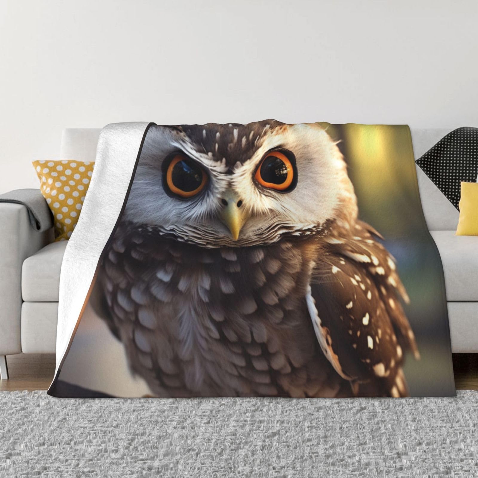 Couverture micro polaire hibou ultra chaude et légère pour chambre