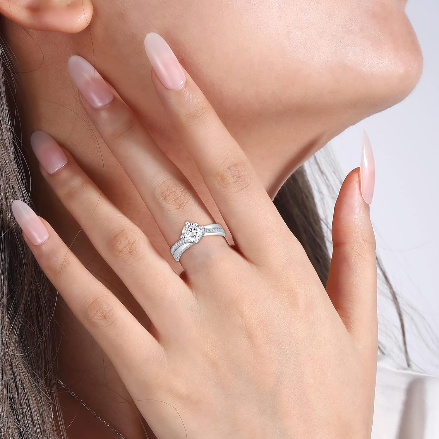 Moissanite Engagement Rings for Women, 1/2CT Moissanite Halo Rings, Moissanite Anniversary Wedding Ring 14K Gold Plated with S925 Sterling Silver - Image 4