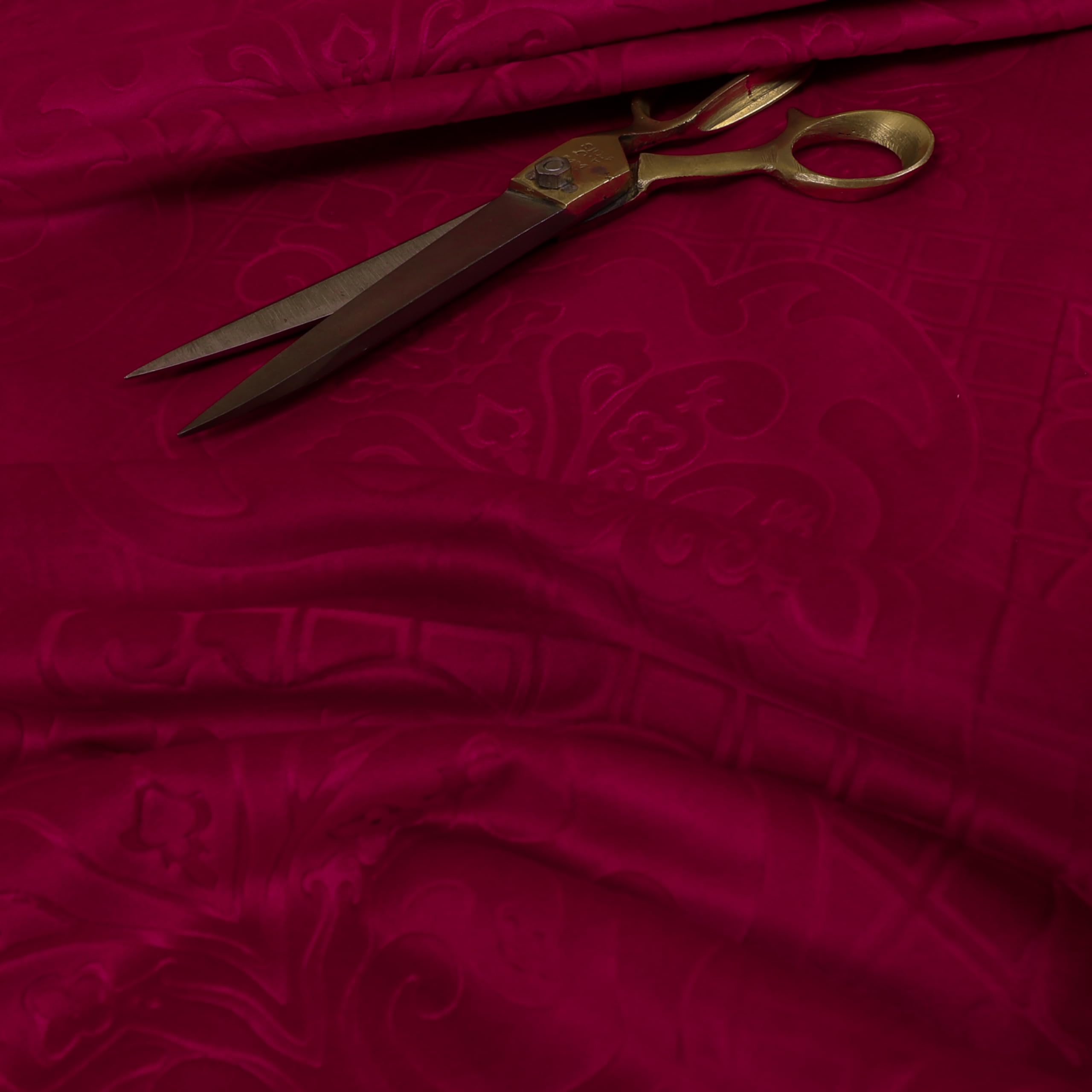 Redbrick Mill Fabrics Flame Retardant Furnishing Soft Velvet Embossed Damask Quality Pattern Upholstery Fabric Upholstery, Red for Sofas Curtains by The Metre (Per Metre) โ image 1