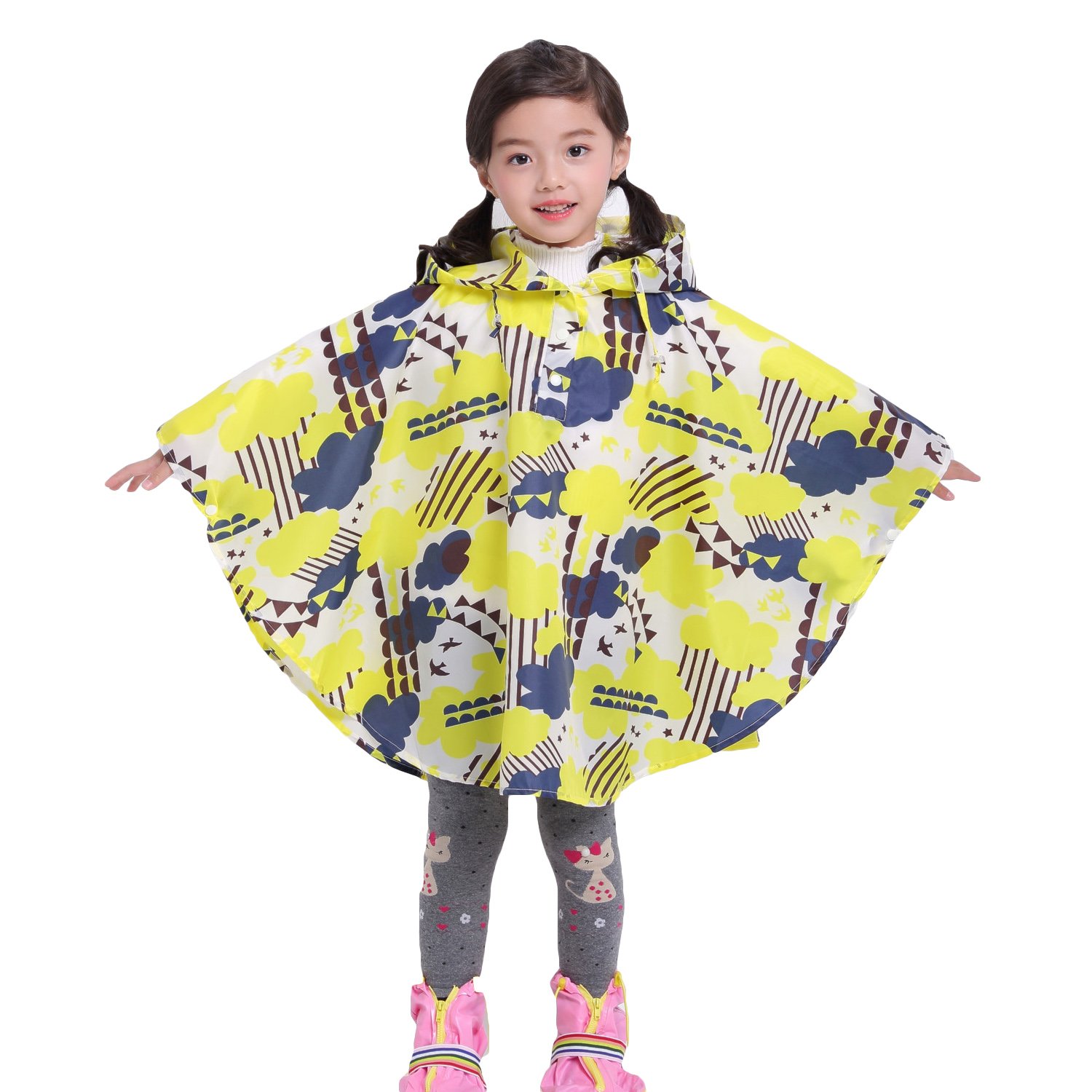 Bambini Impermeabile Giacca da Pioggia Poncho da Pioggia Bambina Incappucciato Riutilizzabile Cappotto di Pioggia Bello come Materiale e ha la Sua Sacca 1-12 anni