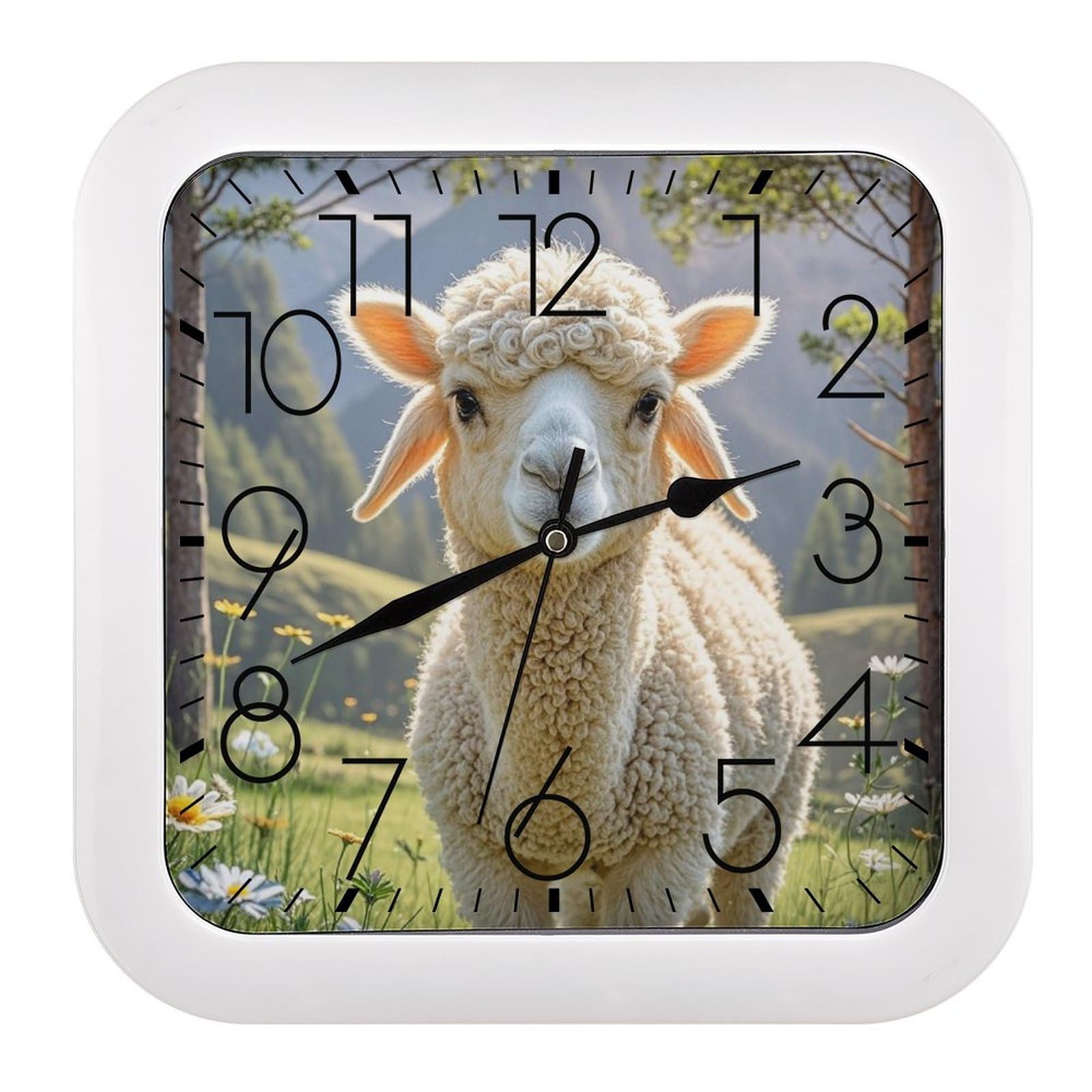 LZQPOEAS Lamb Wall Clock Fashionable Versatile Silent Wall Clock Simple Elegant Non Ticking Analog Clocks Easy to Install Square Modern Clocks for Home Decoration