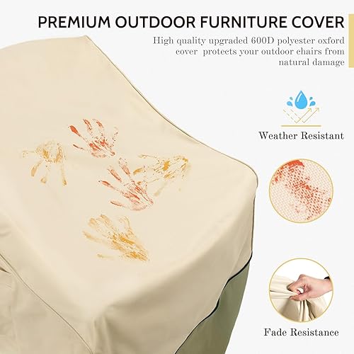 Miniatura 4 de COSFLY Fundas impermeables para muebles de patio, fundas para sillas de exterior resistentes, se adaptan a hasta 35 pulgadas de ancho x 38 pulgadas